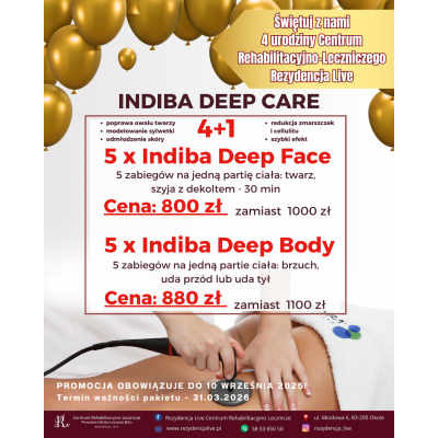 Indiba Deep Body - 5 zabiegów w cenie 4