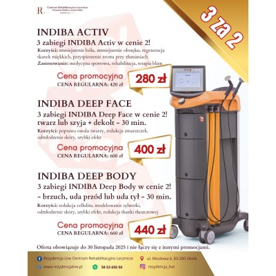 Indiba Deep Body - 3 zabiegi w cenie 2! 440 zł zamiast 660 zł