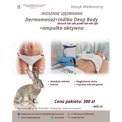 Wiosenne Ujędrnianie: Dermomasaż + Indiba Deep Body + Ampułka Aktywna