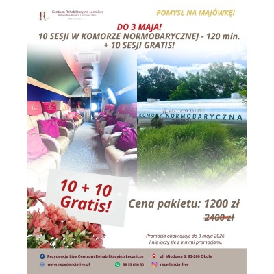 10 sesji w komorze normobarycznej + 10 sesji GRATIS