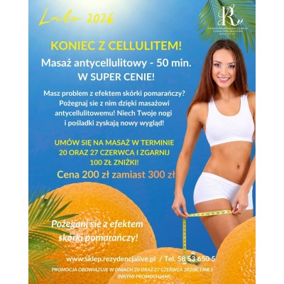 Tytuł produktu: Masaż antycellulitowy (50 min) - Promocja Letnia (20 lub 27 czerwca) +...