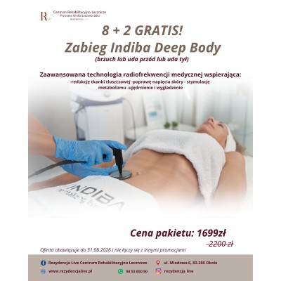Pakiet Promocyjny: 8+2 GRATIS! Zabieg Indiba Deep Body