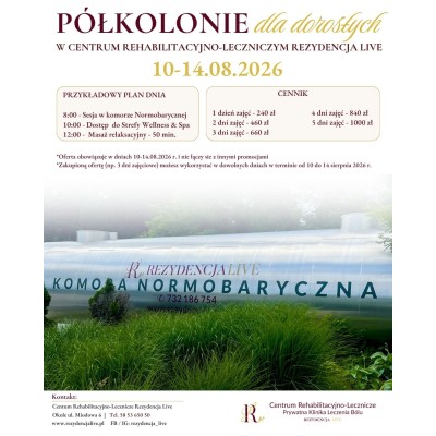 PÓŁKOLONIE DLA DOROSŁYCH - 10-14.08.2026