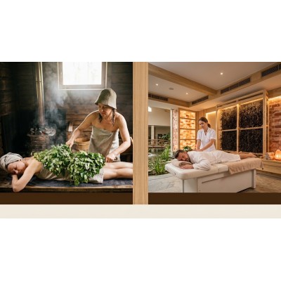 Rytuał wellness - masaż witkami w saunie 10-20 min oraz masaż relaksacyjny w tężni...